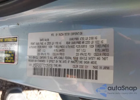 2007 Mazda Cx-7 Sport from USA, damaged, VIN JM3ER293770105818